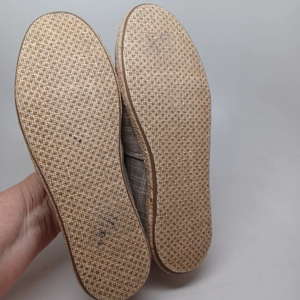 TOMS Womens Linen Grid Open Toe Alpargata Espadrille Slip On Shoes Size 7.5